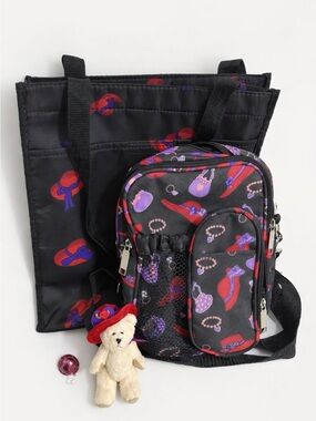 Red Hat Society Tote Bag and Crossbody Bag Set With a Ganz Teddy Bear Bundle